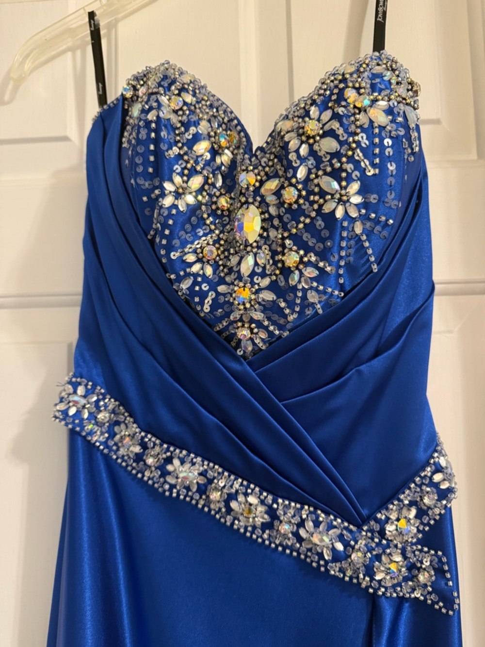 Tony Bowls Royal Blue Strapless Embellished Evening Gown Size 2